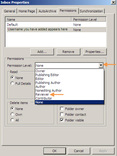 Select a Permission level for the user
