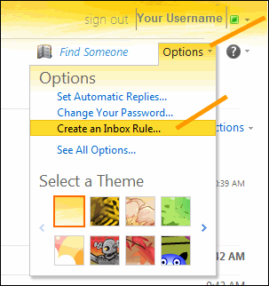 Click Options > Create Rule.