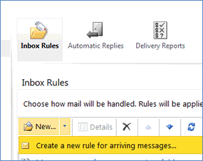 Click Create a new rule for arriving messages