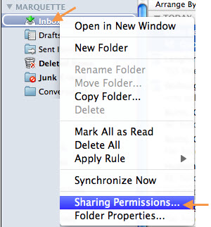 Right-click Inbox > Sharing Permissions