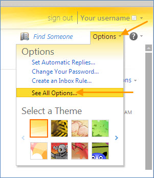 Click Options > See All Options