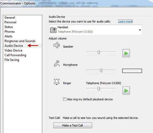 Click the menu, tools, audio