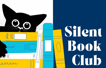 Silent book club with cat reading
