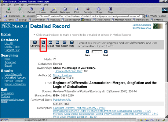 screen capture from EconLit