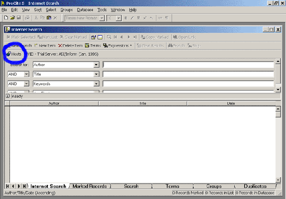 screen capture showing hosts button