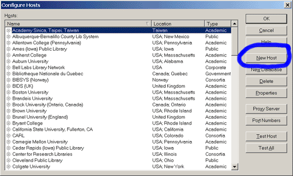 screen capture showing new host button
