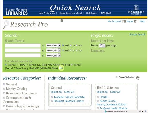 quick search advanced
