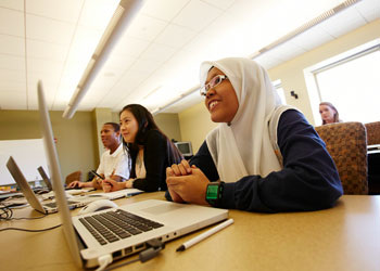 Students in a class on the Marquette campus