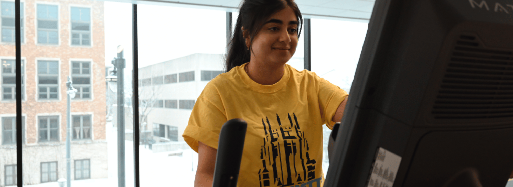 Student on treadmill