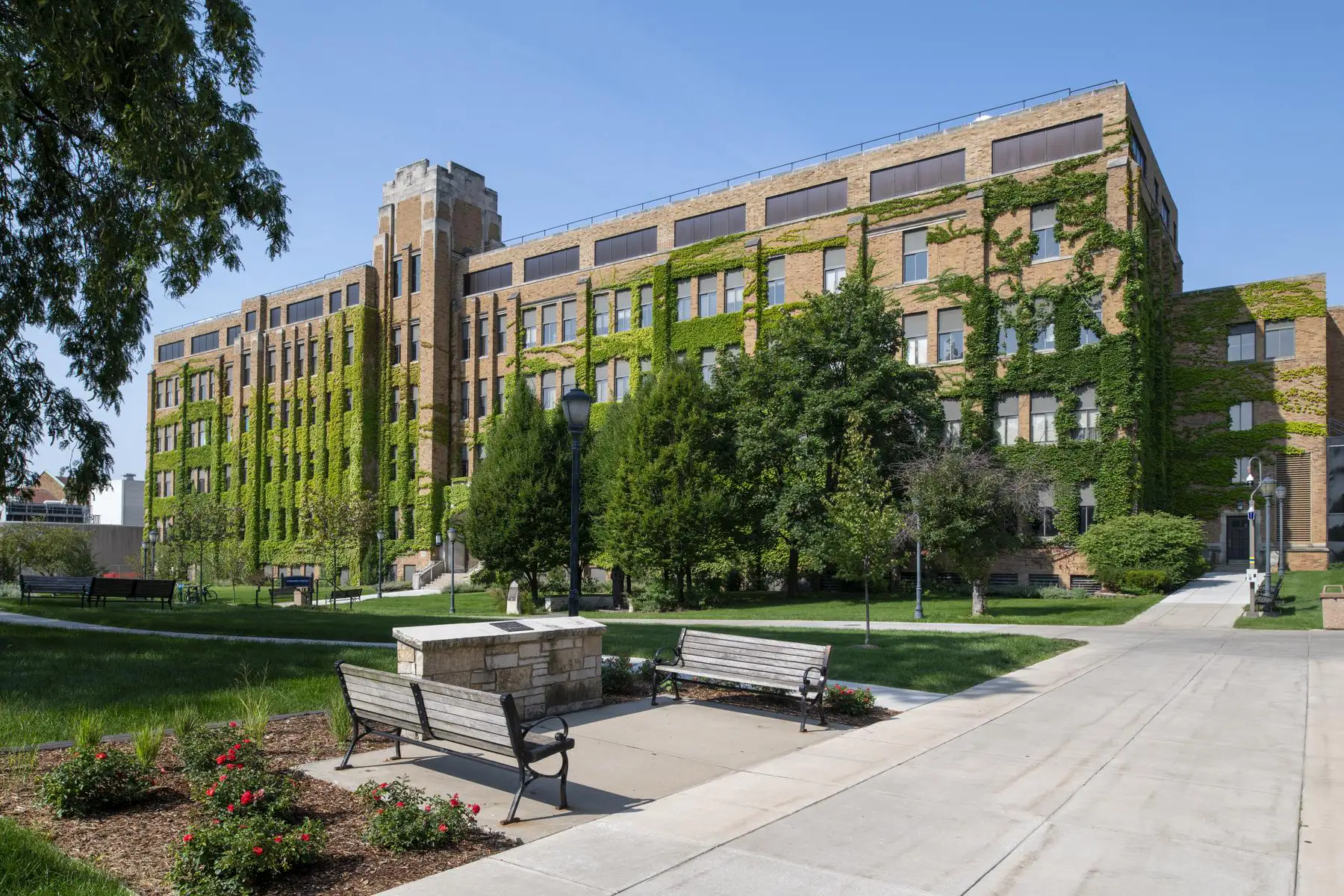 A view of the Schroeder Complex building on campus. 