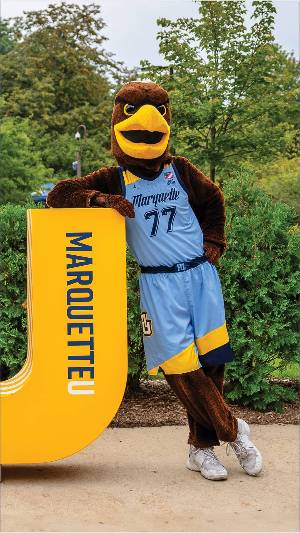 Iggy mascot with MU mobile background