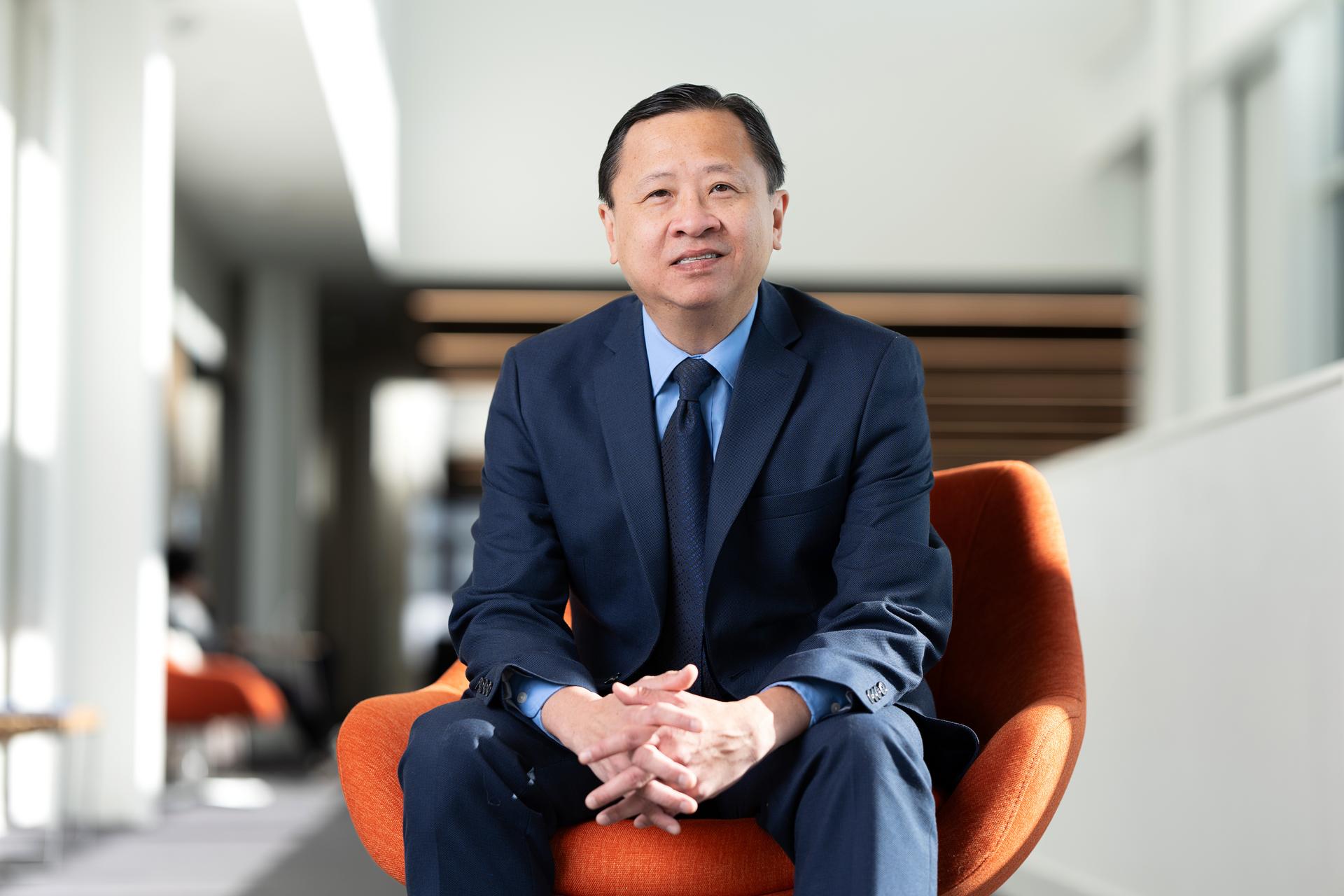 Dr. Terence Ow, WIPFLI Fellow in AI, poses in O'Brien Hall.