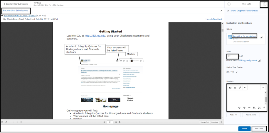 D2L Dropbox // Digital Learning // Marquette University