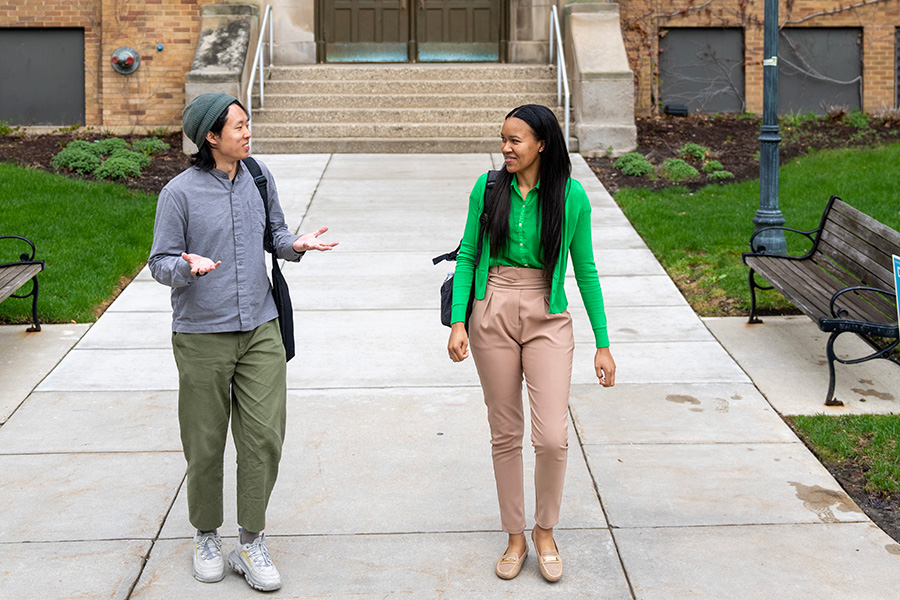 Graduate students in the Counselor Education and Counseling Psychology walking on the Marquette University campus