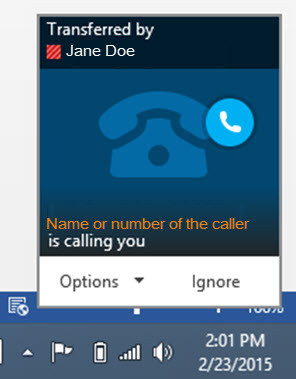 skype incoming call screen