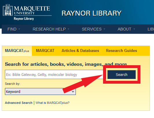 screenshot of catalog search box