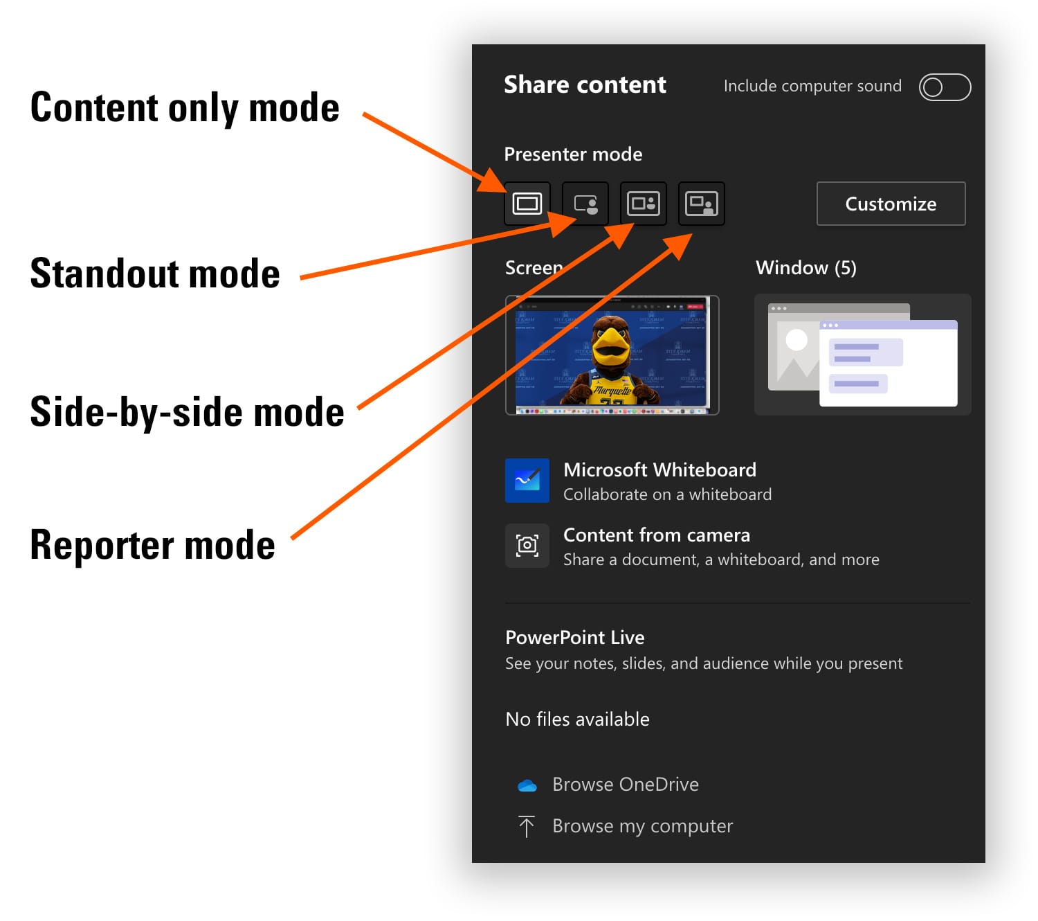 how to enable presentation mode in teams