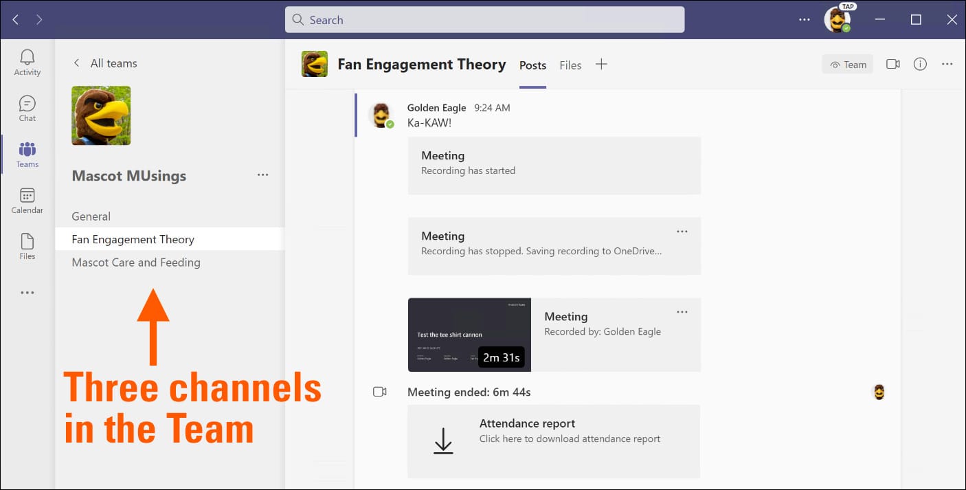 Create a meeting from a Teams channel // Microsoft Teams // Marquette ...