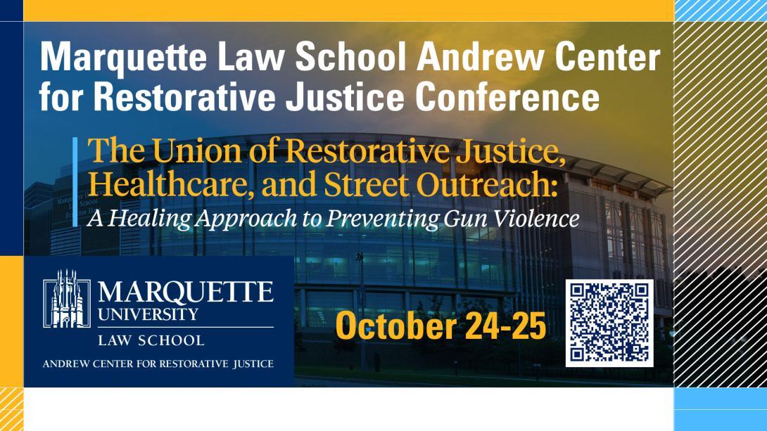 Graphic with event details for Restorative Justice Conference