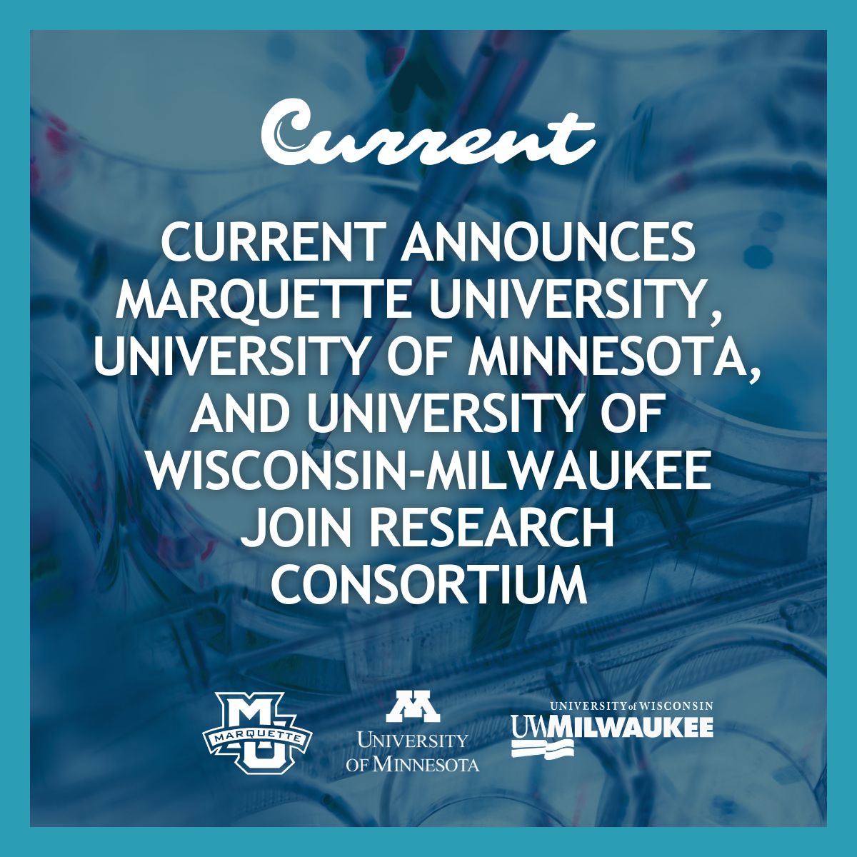 Social media graphic for Current announcing new research partners