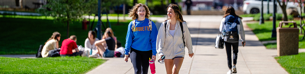 Students walking on the Marquette University campus