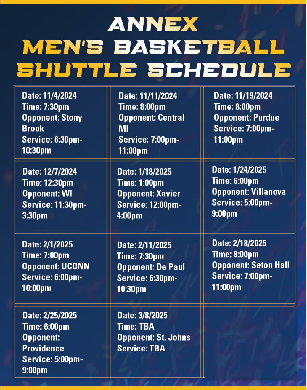 Basketball game shuttles